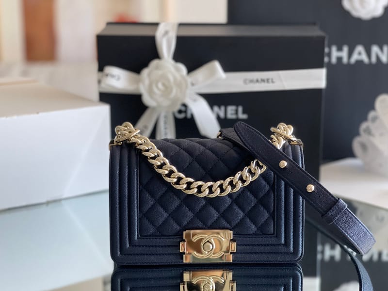 Chanel Leboy-20× 12×7cm 冰川白浅金扣-3611