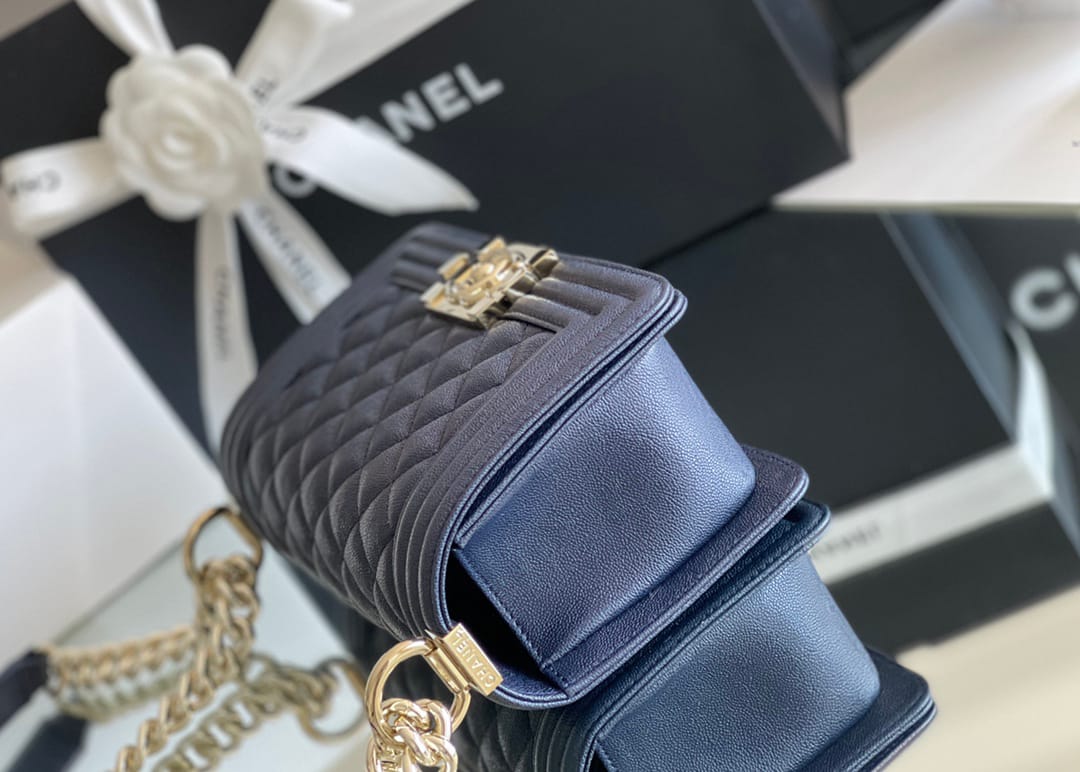 Chanel Leboy-20× 12×7cm 冰川白浅金扣-3611