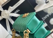 Chanel leboy 20× 12×7cm 雾霾蓝砂金扣-6345