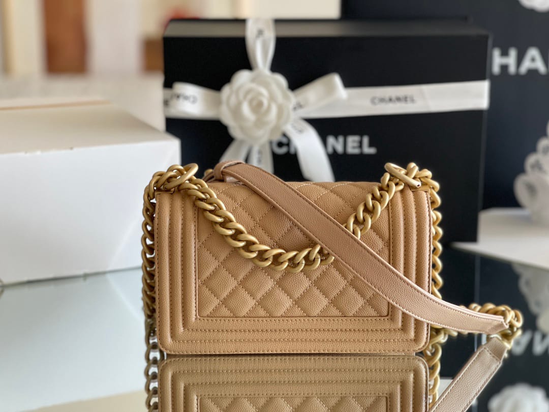Chanel leboy 20× 12×7cm 酒红色砂金扣-7072