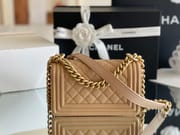 Chanel leboy 20× 12×7cm 酒红色砂金扣-7072