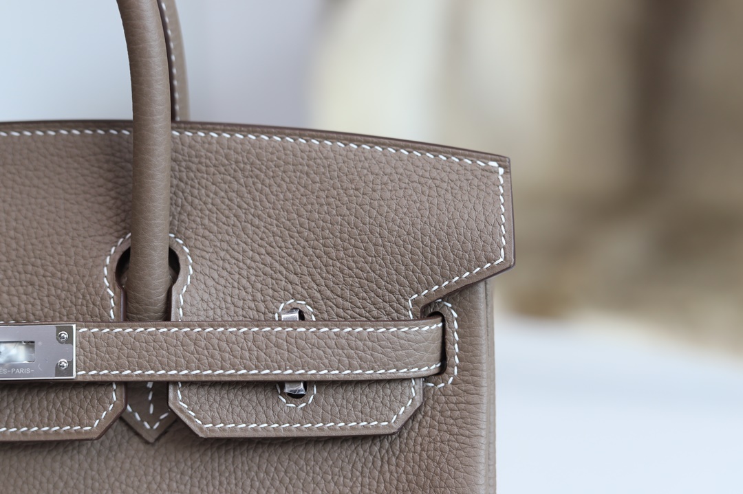 Holy Grail* Hermes Birkin 25 Handbag Etoupe Togo Leather With