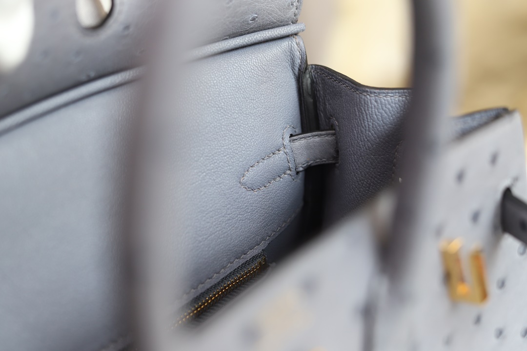 [ STOCK ] BIRKIN 25 R2 BLUE AGATE OSTRICH
