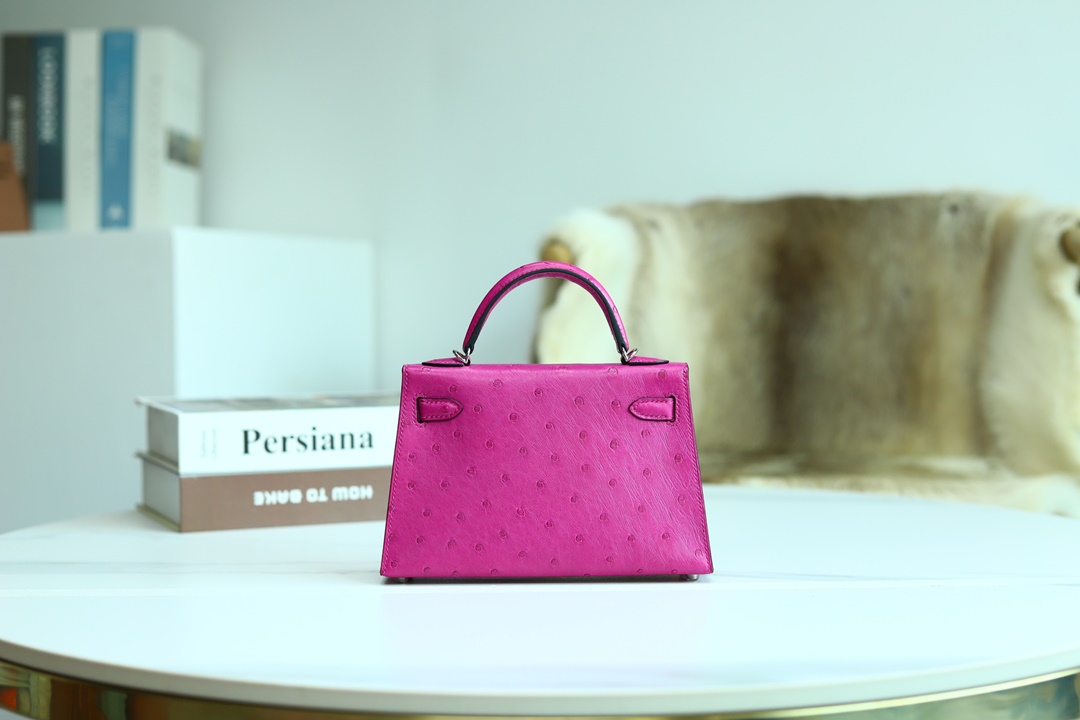 [ STOCK ] MINI KELLY II L3 ROSE POUPRE OSTRICH PHW