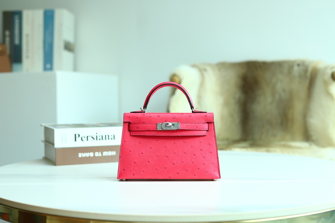 [ STOCK ] MINI KELLY II E5 ROSE TYRIEN OSTRICH PHW