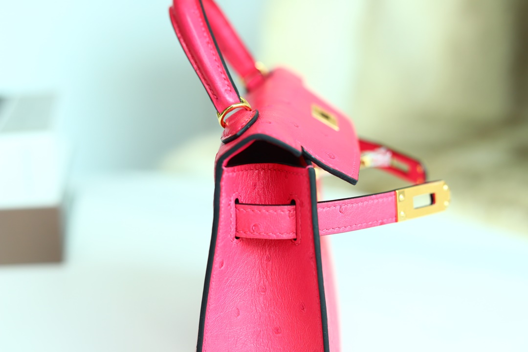 [ STOCK ] MINI KELLY II E5 ROSE TYRIEN OSTRICH GHW