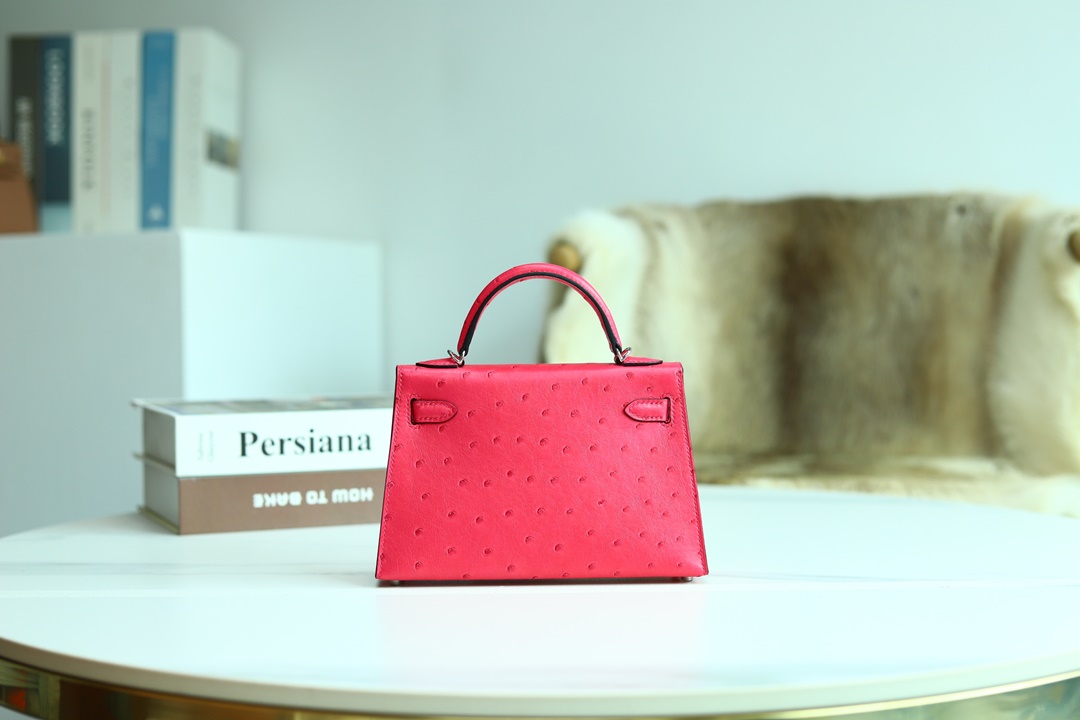 [ STOCK ] MINI KELLY II E5 ROSE TYRIEN OSTRICH PHW