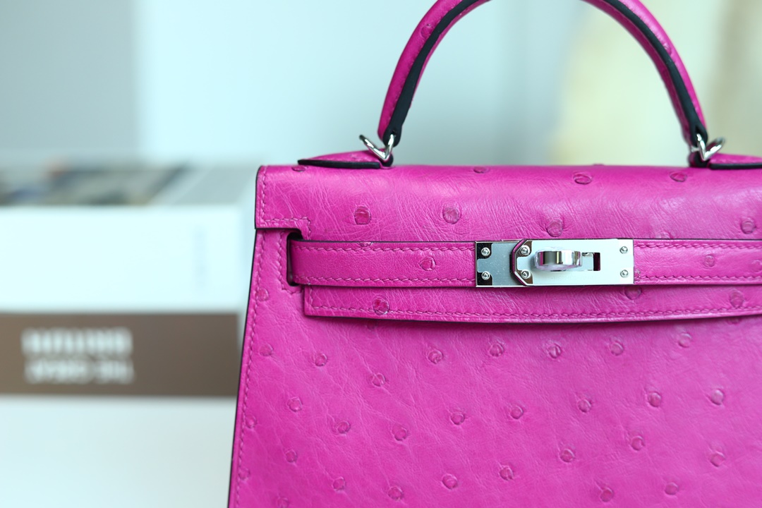 [ STOCK ] MINI KELLY II L3 ROSE POUPRE OSTRICH PHW