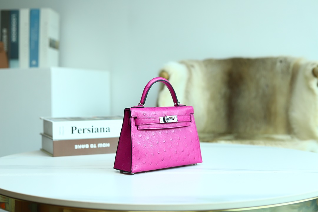[ STOCK ] MINI KELLY II L3 ROSE POUPRE OSTRICH PHW