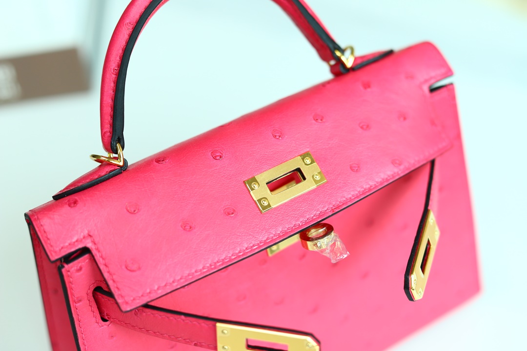 [ STOCK ] MINI KELLY II E5 ROSE TYRIEN OSTRICH GHW