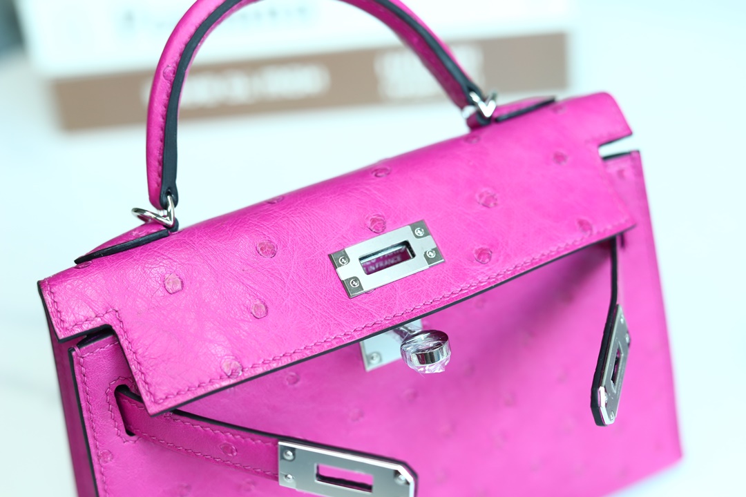 [ STOCK ] MINI KELLY II L3 ROSE POUPRE OSTRICH PHW