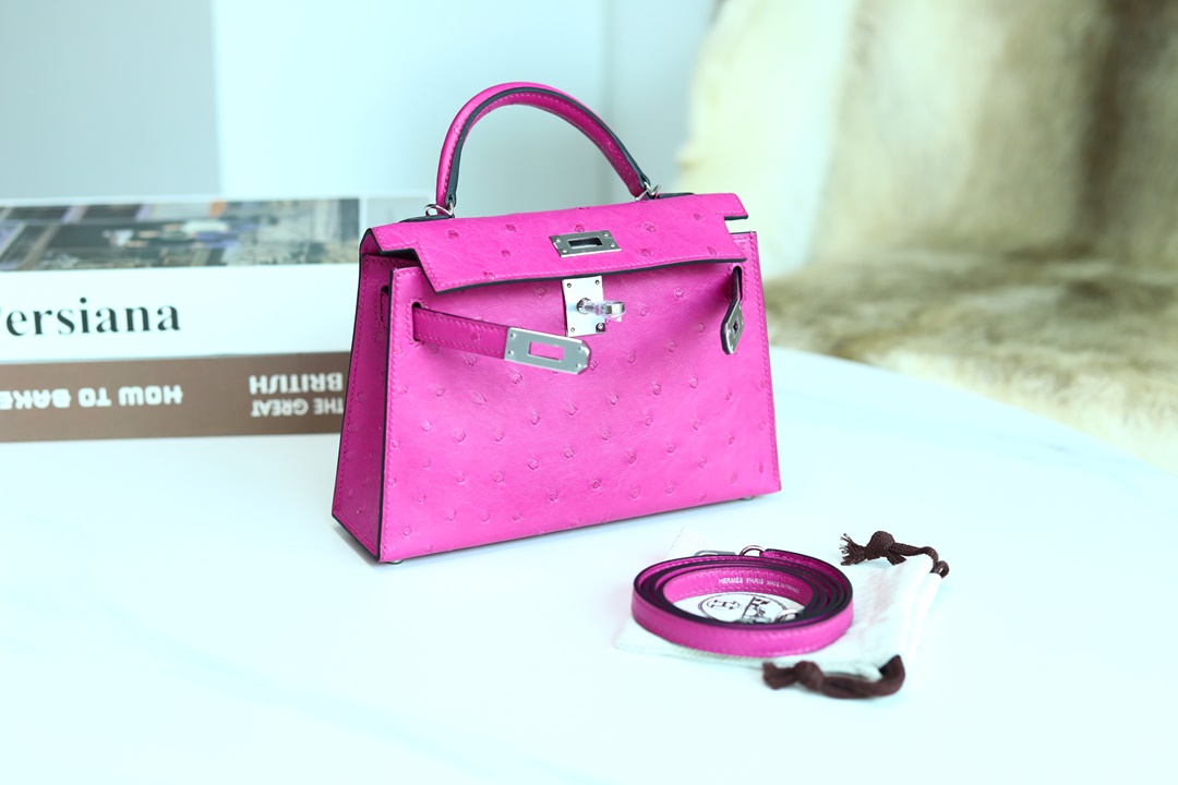 [ STOCK ] MINI KELLY II L3 ROSE POUPRE OSTRICH PHW