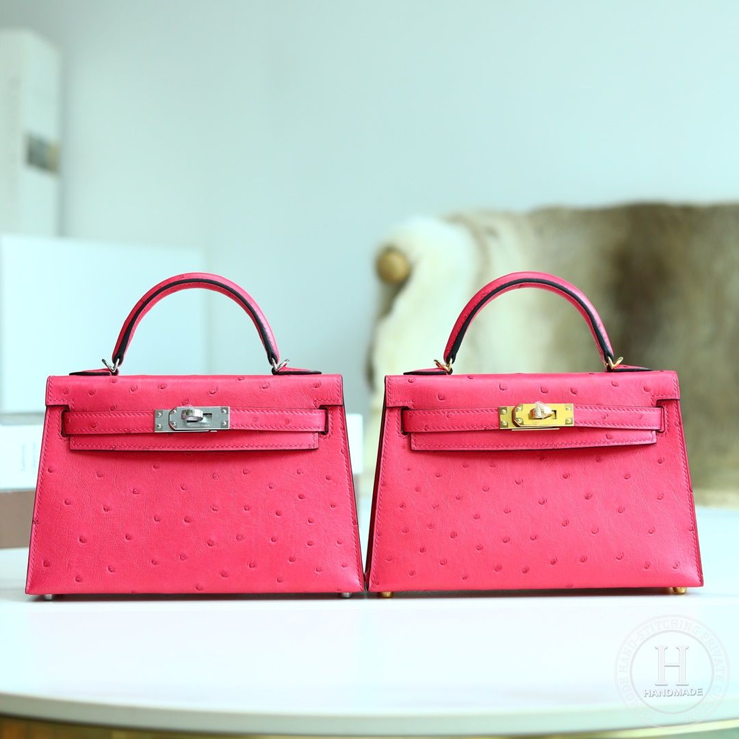MINI KELLY II E5 ROSE TYRIEN OSTRICH PHW