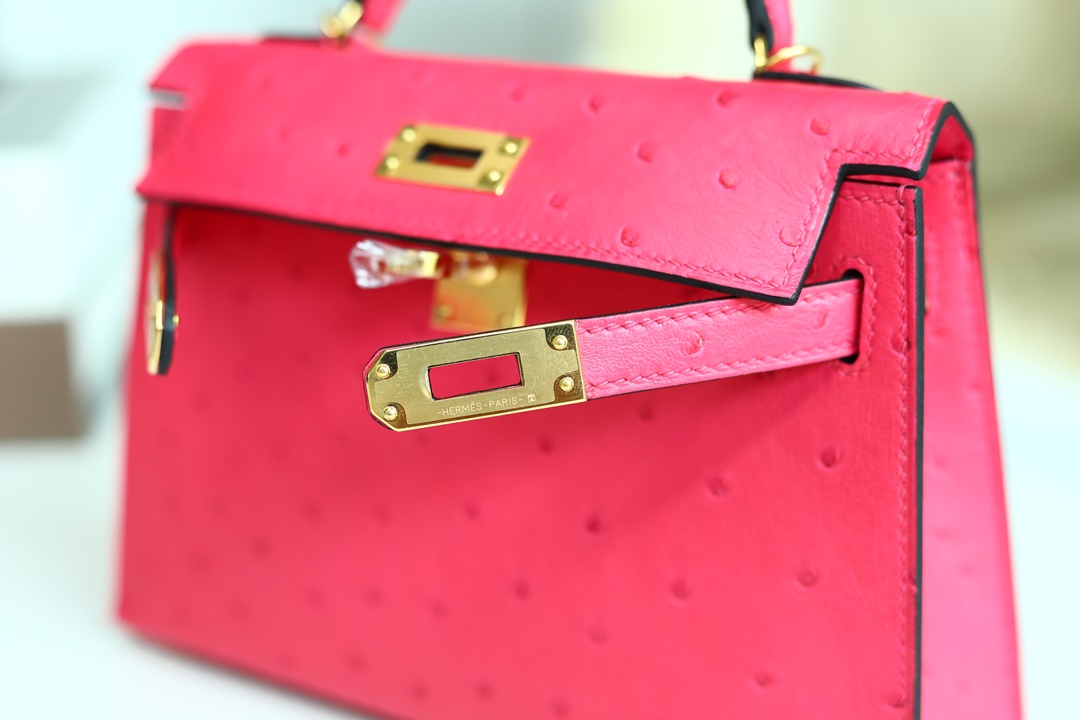 [ STOCK ] MINI KELLY II E5 ROSE TYRIEN OSTRICH GHW