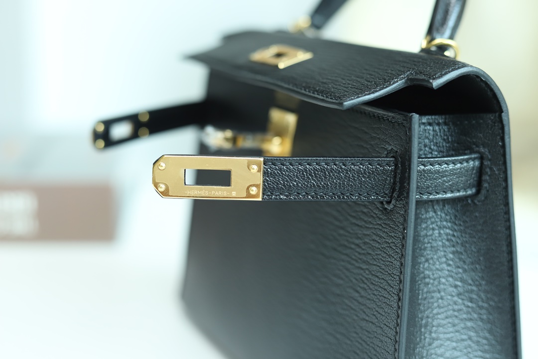 [ STOCK ] MINI KELLY II 89 NOIR CHEVRE GHW