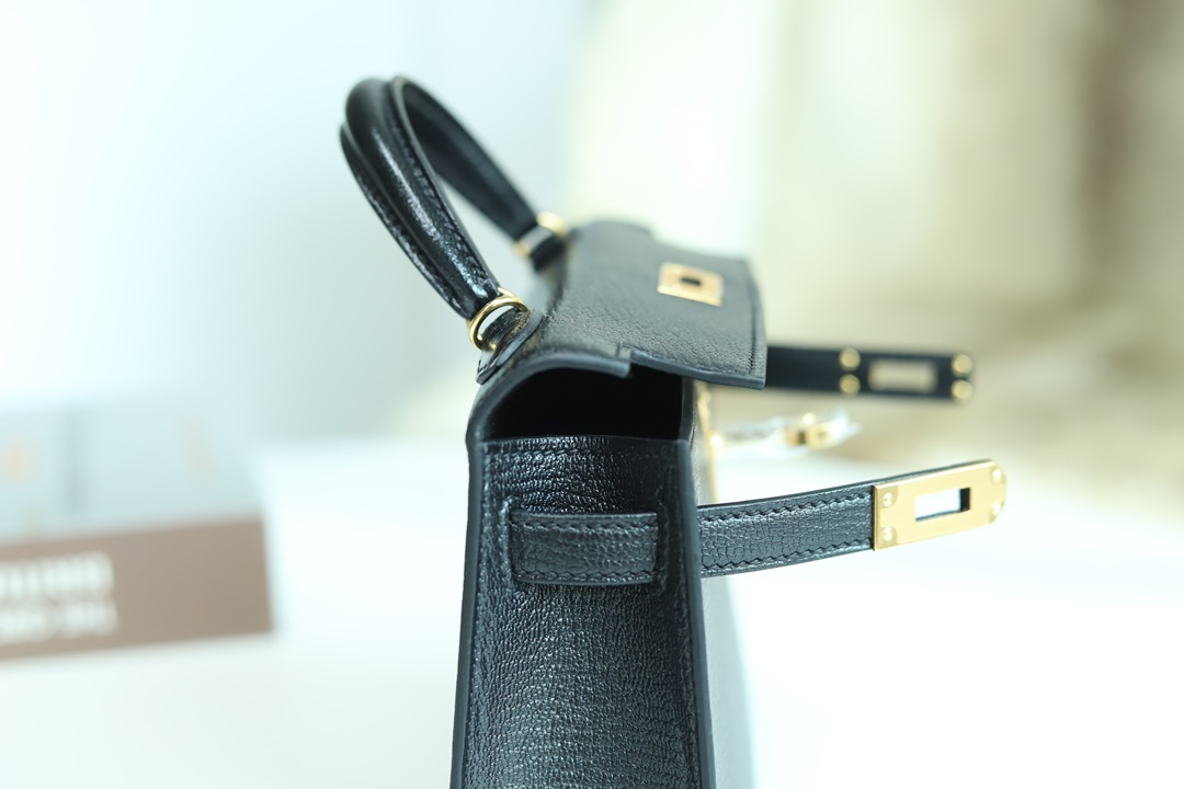 [ STOCK ] MINI KELLY II 89 NOIR CHEVRE GHW