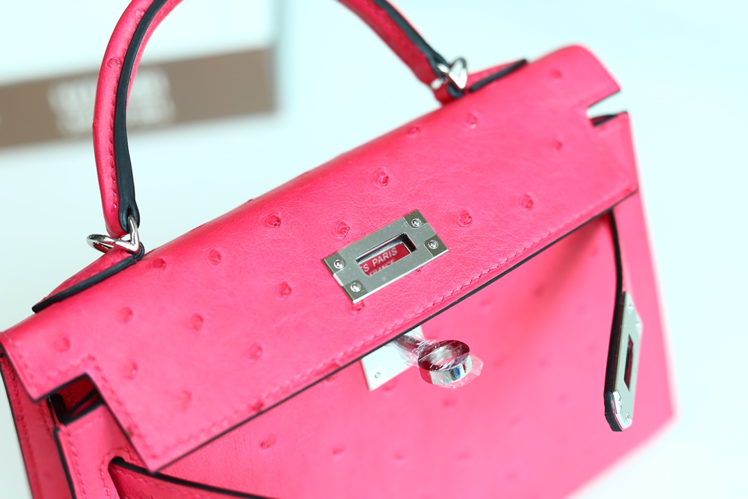 [ STOCK ] MINI KELLY II E5 ROSE TYRIEN OSTRICH PHW