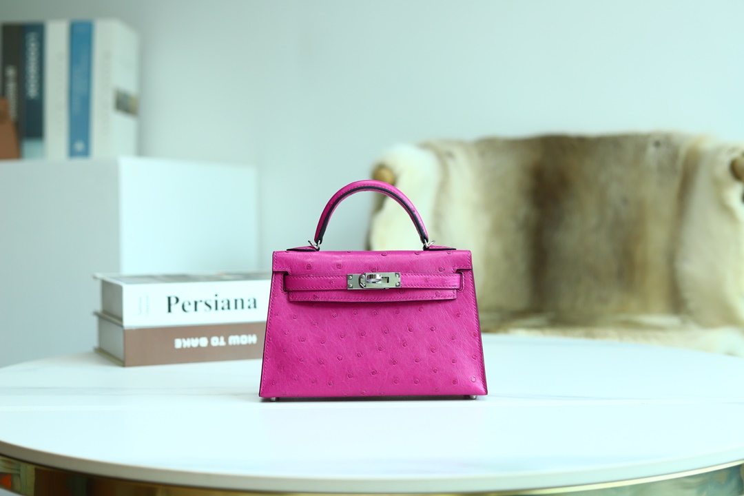 [ STOCK ] MINI KELLY II L3 ROSE POUPRE OSTRICH PHW