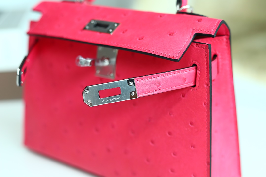 [ STOCK ] MINI KELLY II E5 ROSE TYRIEN OSTRICH PHW