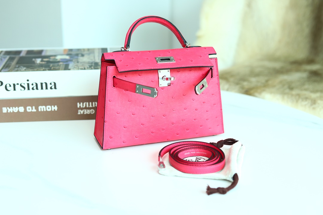 [ STOCK ] MINI KELLY II E5 ROSE TYRIEN OSTRICH PHW