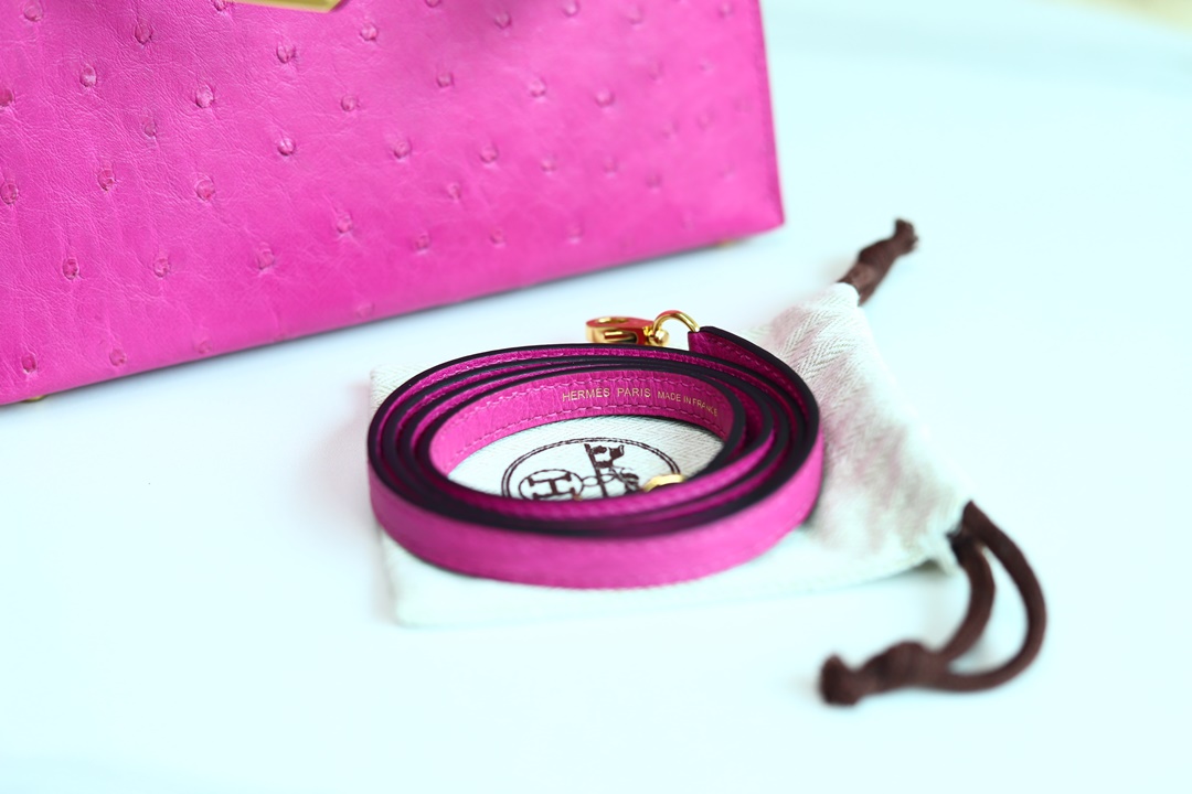 [ STOCK ] MINI KELLY II L3 ROSE POUPRE OSTRICH GHW