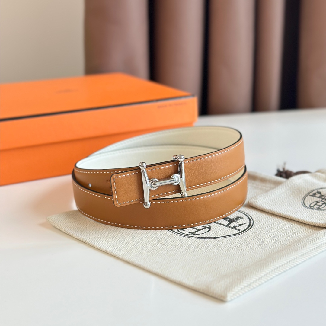 MORS H BELT BUCKLE & REVERSIBLE LEATHER STRAP 24MM