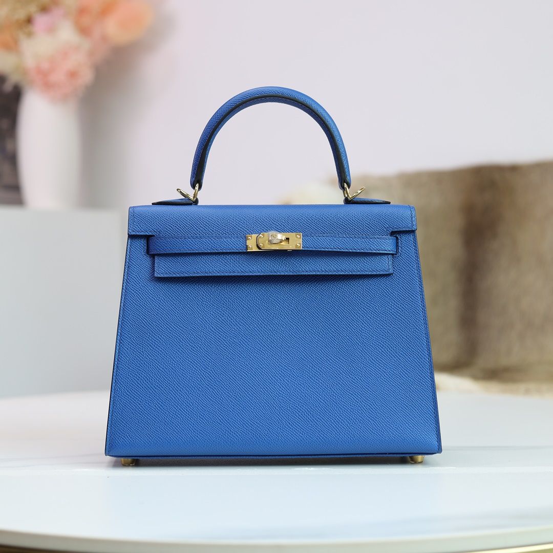 Kelly 25cm Sellier Epsom Cc71 Bleu De France  Golden Hardware