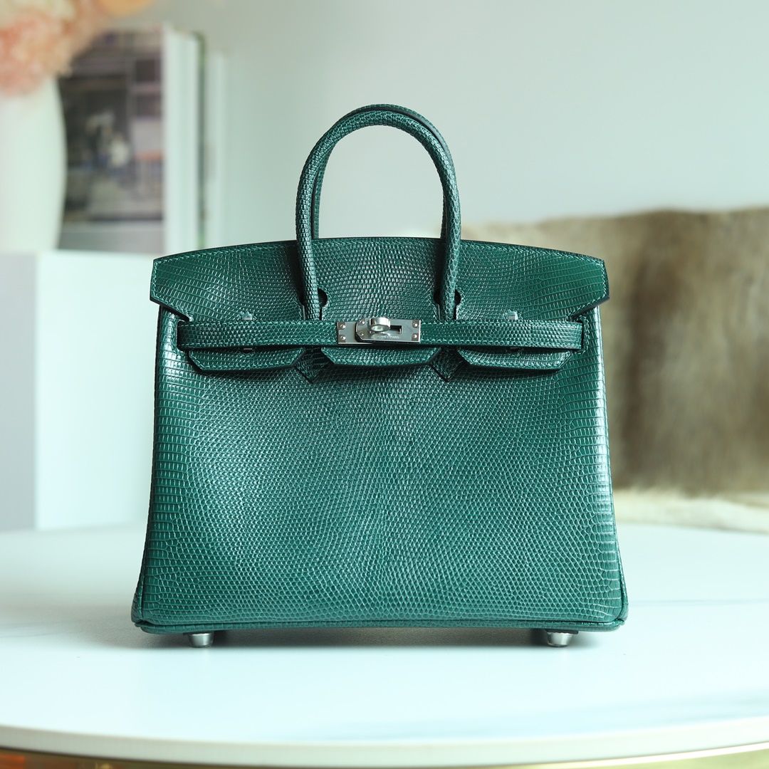 Birkin25 in O6 Vert Jade Lizard with PHW