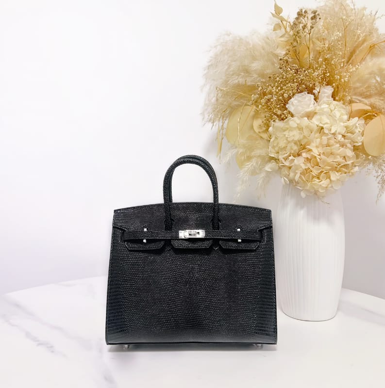 Upgrade Birkin 20 in 89 Noir Lizard Leather with Phw