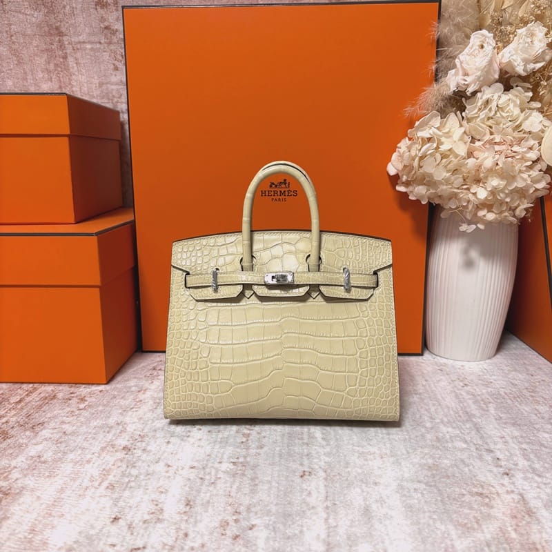 Birkin 20cm Matte Alligator Y1 Vanille Phw