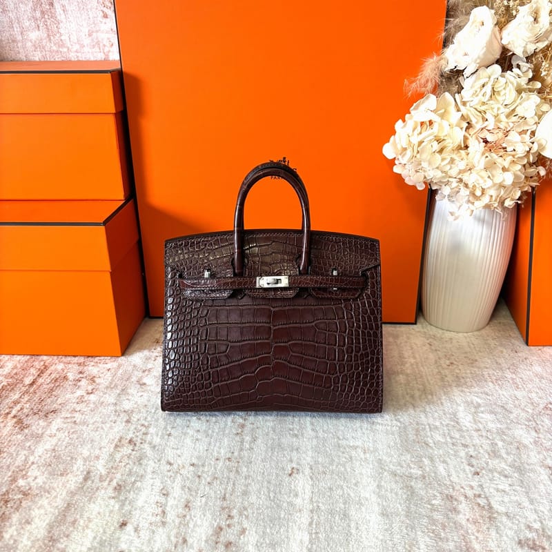 Birkin 20cm Matte Alligator 41 Havana Phw
