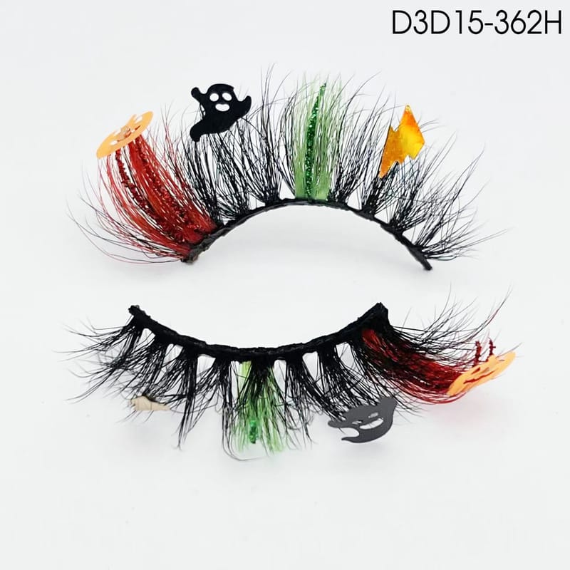DH (Halloween Glitter Colored 20mm Faux Mink Lashes)