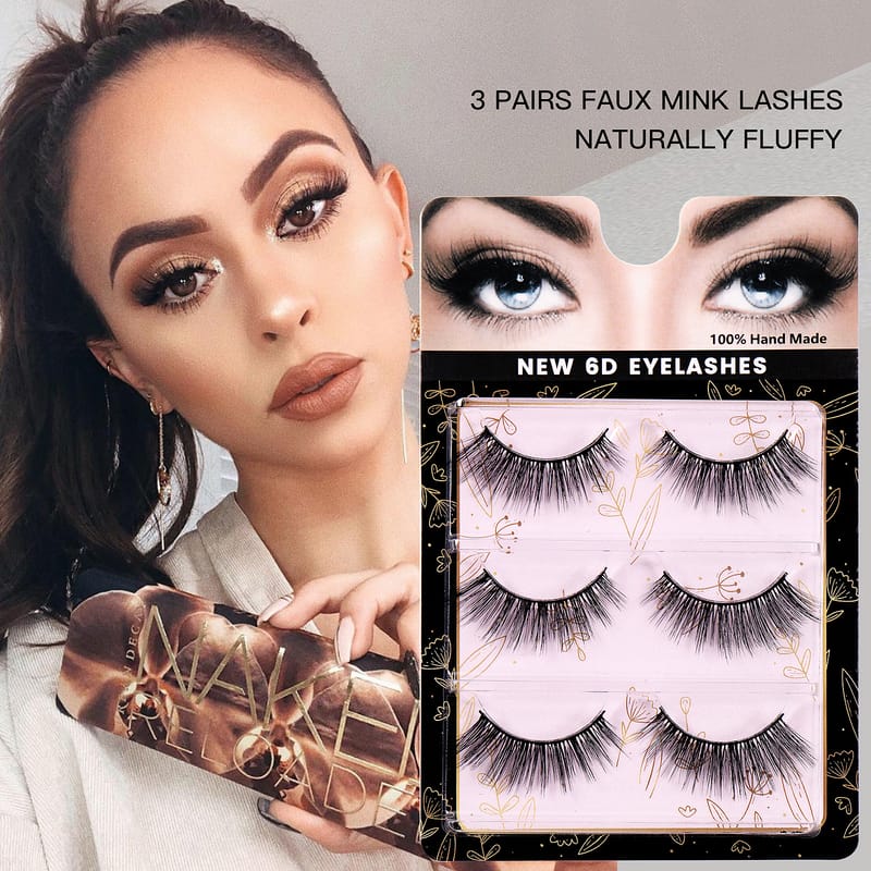 6D-Natural Faux Mink Lashes (3 Pairs)