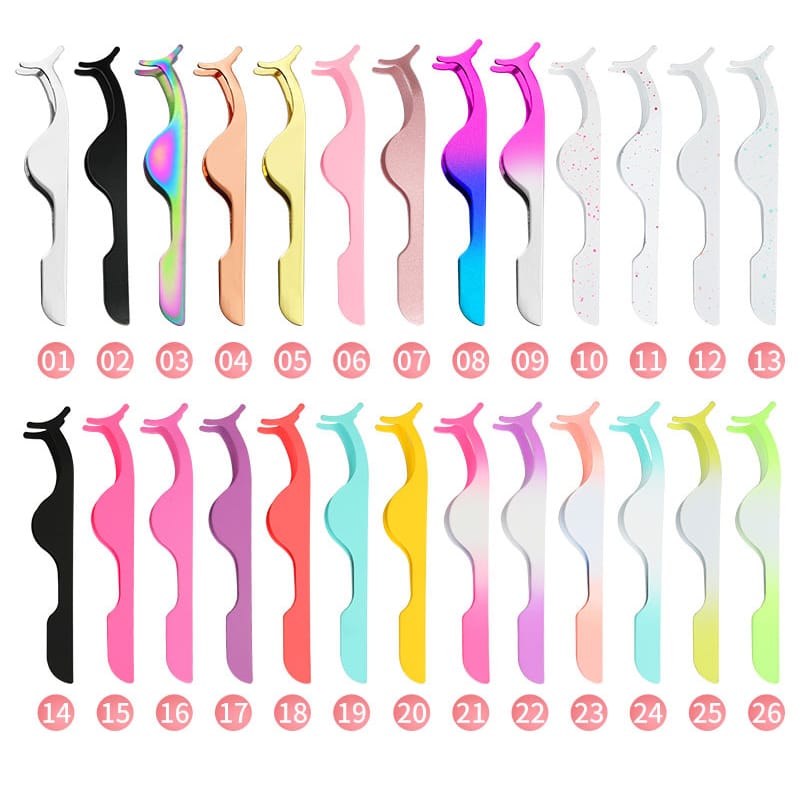 26 Color Stainless Steel Eyelash Applicator Tweezers