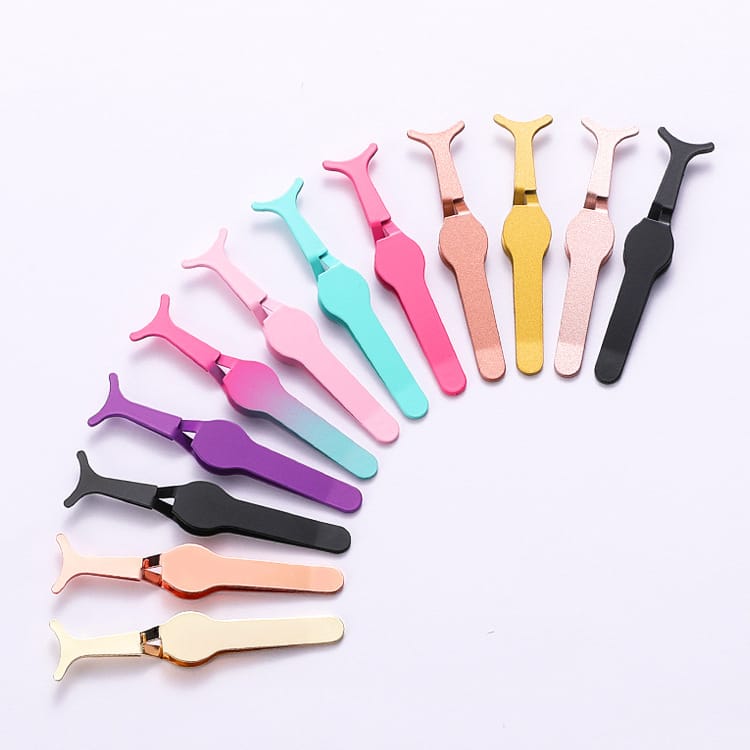 11 Color Y-Shape Stainless Steel Eyelash Applicator Tweezers