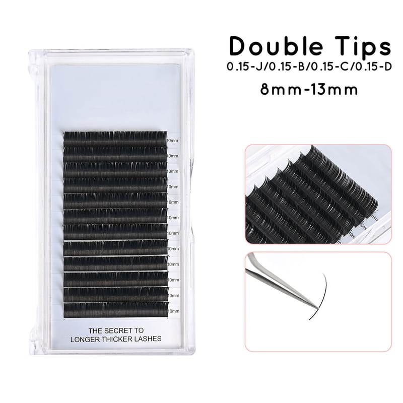 0.15 Mink Double Tips Individual Eyelash Extensions