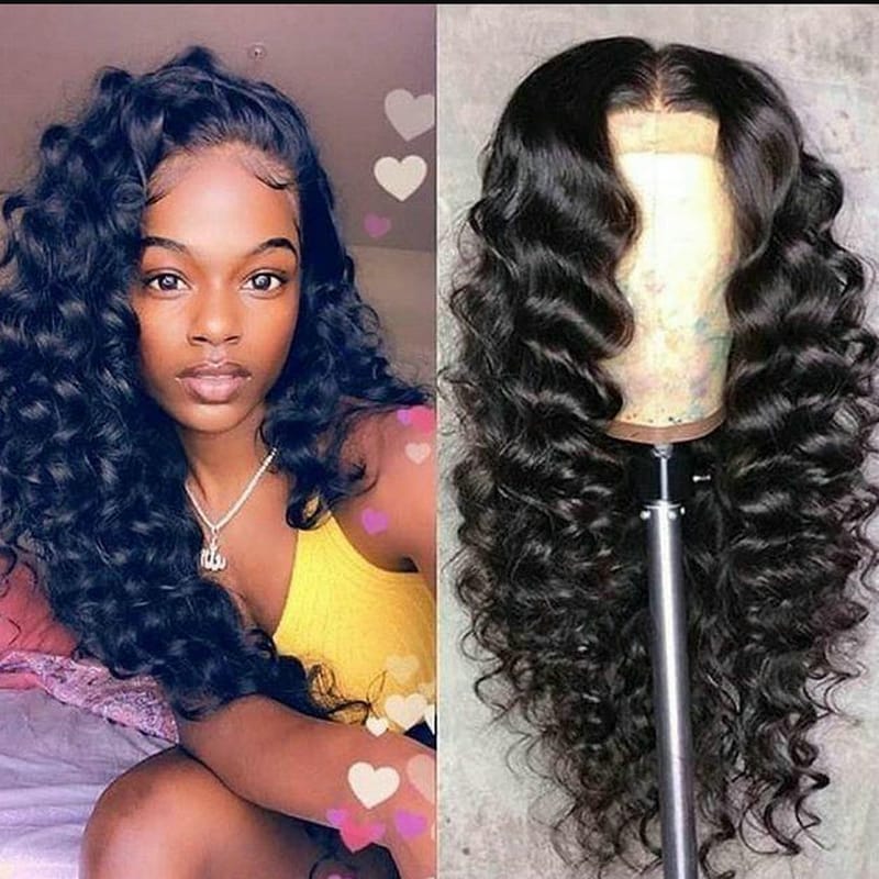 Loose Deep Wave Lace Frontal Wig Pre Plucked Natural Wig