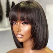 Short Straight Hair Bob Wigs With Bangs Remy 