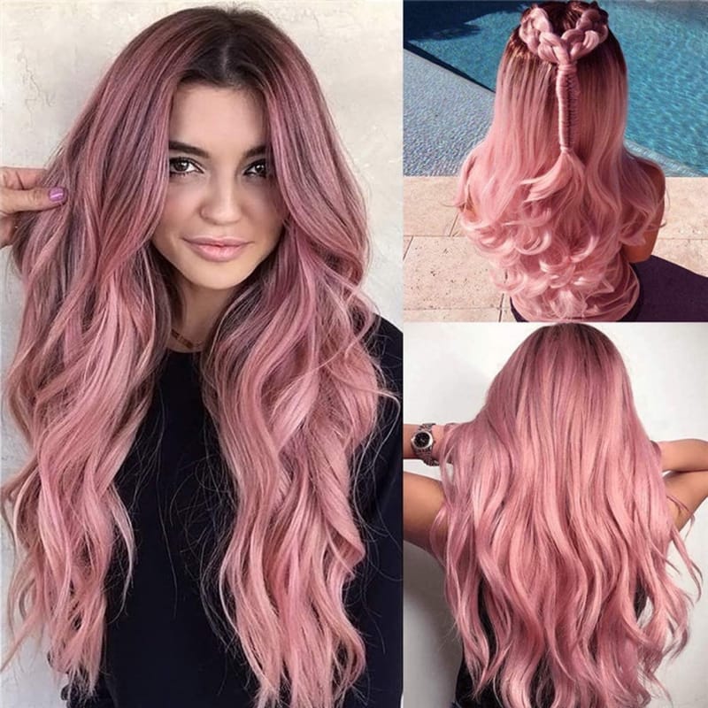 Pink Long Loose Wavy Heat Wig
