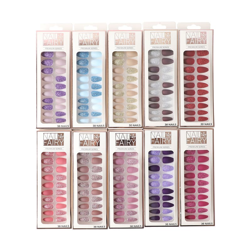 18 Color Matte Glitter Mix Press On Nails
