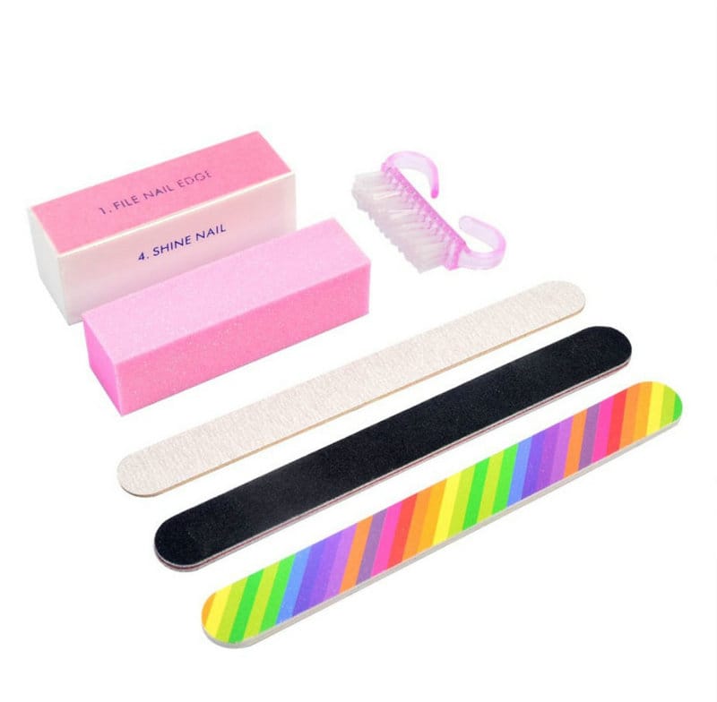 6 Pcs Nail Sanding File Blocks Brush Set ﻿