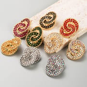 3 Color Double Layers Round Shape Rhinestone Earrings