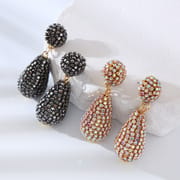 2 Color Sparkling Rhinestone Water Drop Dangle Earrings