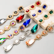 6 Color Water Drop Long Pendant Glitter Rhinestone Earring
