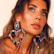 14 Color Big Heart Colorful Rhinestone Earrings