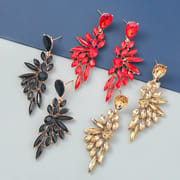 4 Color Drop Earrings Rhinestone Geometric Flower Earrings ﻿