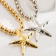 Retro Beaded Starfish Pendant Necklace