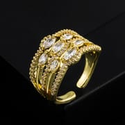 Exaggerated Micro Set Zircon Gold Open Ring 