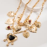 Multi Layer Heart Pendant Tassel Necklace