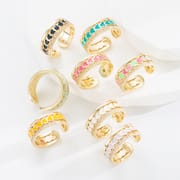 7 Color Heart-Shape Open Ring with Hollow Out Finger Rings